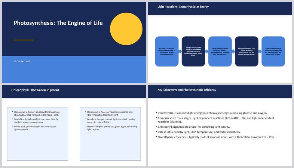 Biology lecture: preview of four slides of the generated file